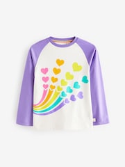 Little Bird by Jools Oliver Lilac Heart 100% Cotton Long Sleeve Colourful T-Shirt - Image 1 of 7