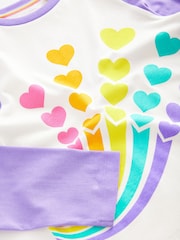 Little Bird by Jools Oliver Lilac Heart 100% Cotton Long Sleeve Colourful T-Shirt - Image 3 of 7