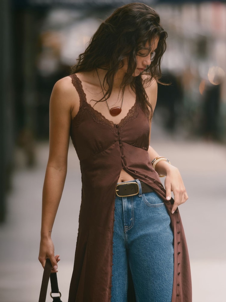Maro - Abercrombie & Fitch Button Through Midi Slip Dress - Imaginea 2 din 9