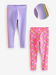 Little Bird by Jools Oliver Pink/Lilac Leggings Set 2 Pack - Image 1 of 5
