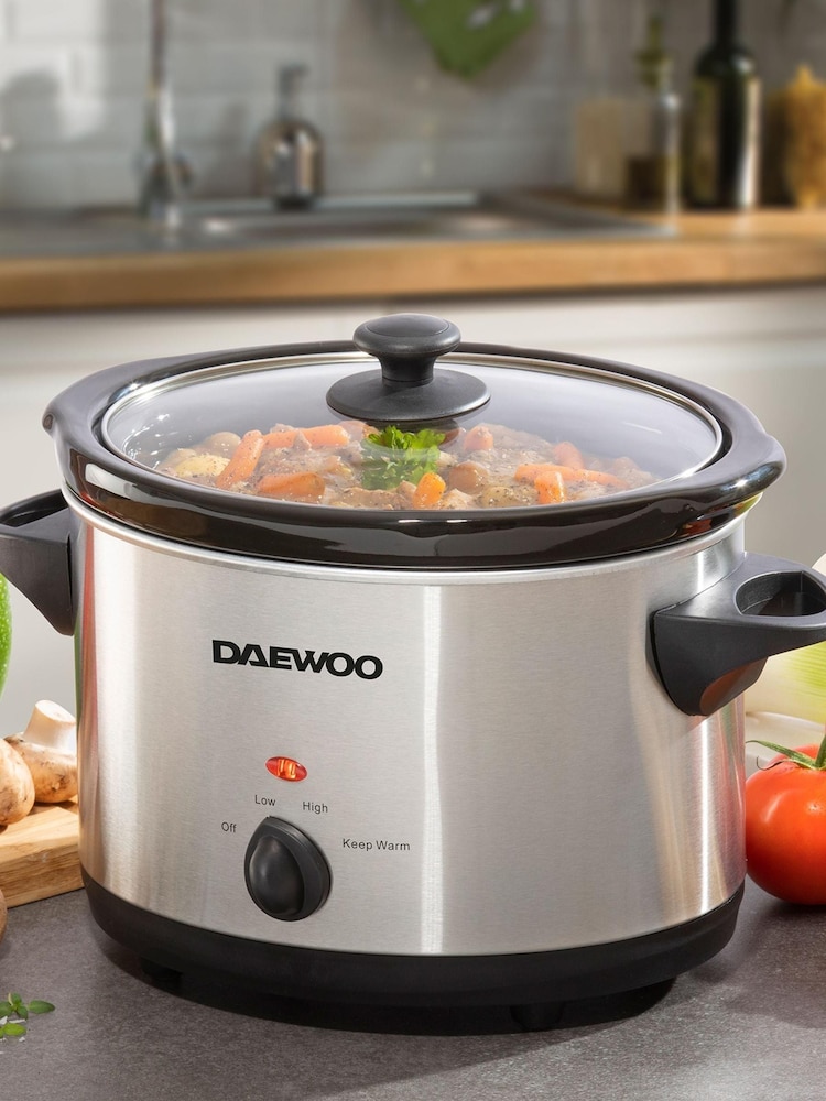 Daewoo Silver 3.5L Stainless Slow Cooker - Image 1 of 3