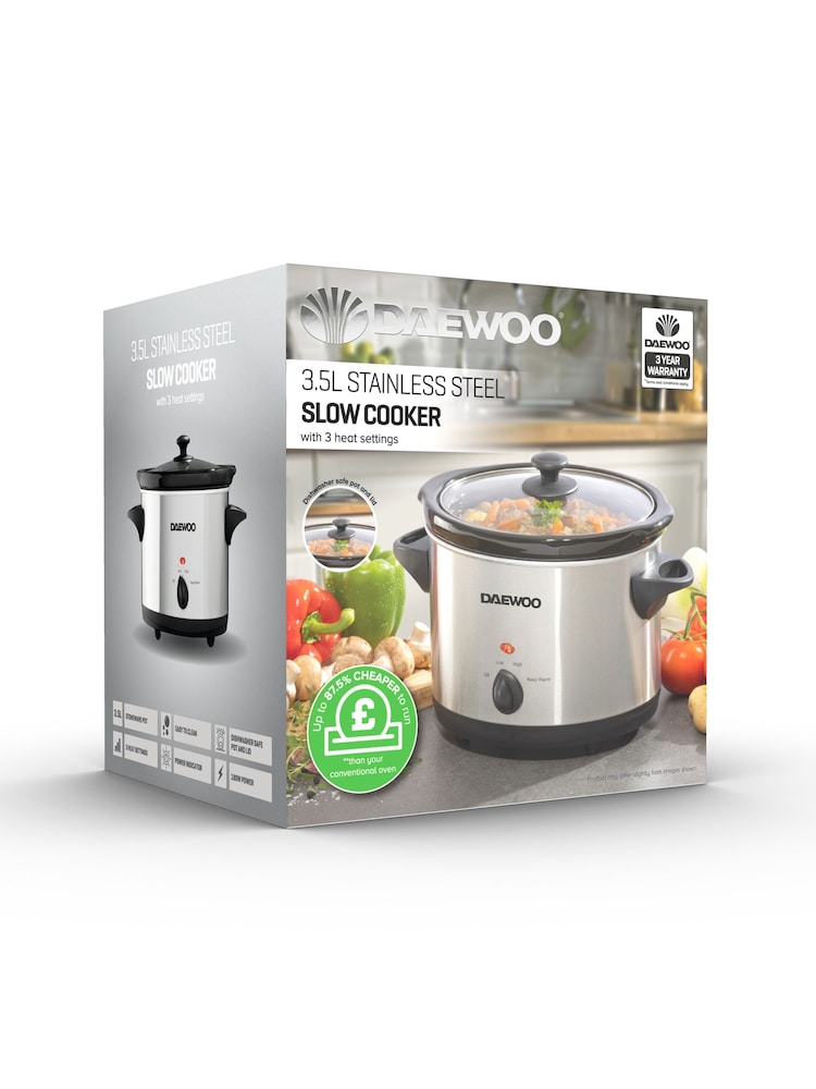 Daewoo Silver 3.5L Stainless Slow Cooker - Image 3 of 3