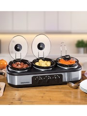 Daewoo Silver 3x1.5L Triple Slow Cooker - Image 1 of 4