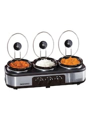 Daewoo Silver 3x1.5L Triple Slow Cooker - Image 3 of 4