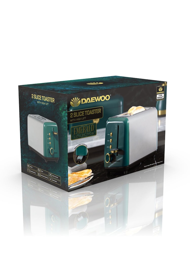 Daewoo Green Emerald Collection 2 Slice Toaster - Image 4 of 4