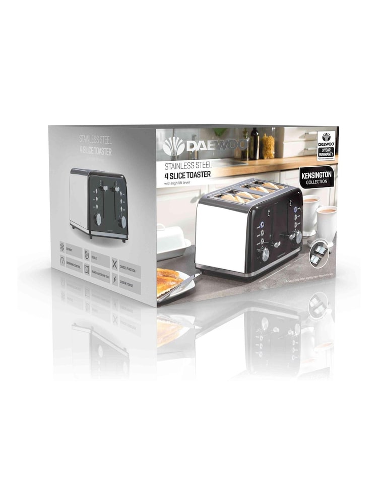 Daewoo Black Kensington 4 Slice Toaster - Image 4 of 4