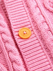 Little Bird by Jools Oliver Pink Knitted Cable 100% Cotton Cardigan - Image 6 of 7
