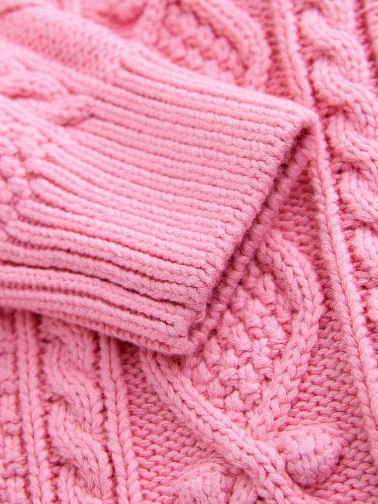 Little Bird by Jools Oliver Pink Knitted Cable 100% Cotton Cardigan - Image 7 of 7 Little Bird by Jools Oliver Pink Knitted Cable 100% Cotton Cardigan - Image 7 of 7