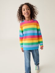 Little Bird by Jools Oliver Multi Colourful Knitted 100% Cotton Jumper - Image 2 of 6