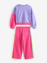 Little Bird by Jools Oliver Pink/Purple Rainbow Sweatshirt and Joggers Set - Image 2 of 7