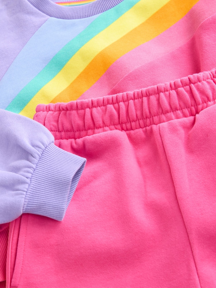 Little Bird by Jools Oliver Rainbow Sweatshirt and Joggers Set - Image 3 of 7