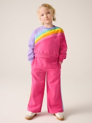 Little Bird by Jools Oliver Pink/Purple Rainbow Sweatshirt and Joggers Set - Image 5 of 7