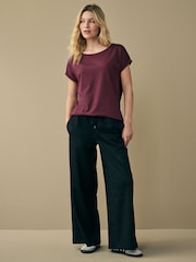 Burgundy Red Cap Sleeve T-Shirt Top - Image 2 of 7