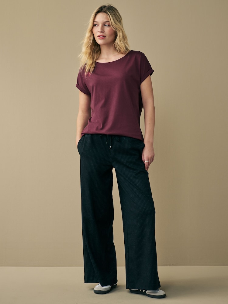 Burgundy Red Cap Sleeve T-Shirt Top - Image 2 of 7