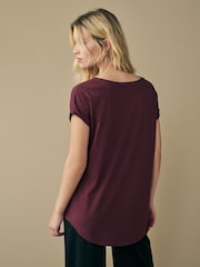 Burgundy Red Cap Sleeve T-Shirt Top - Image 3 of 7