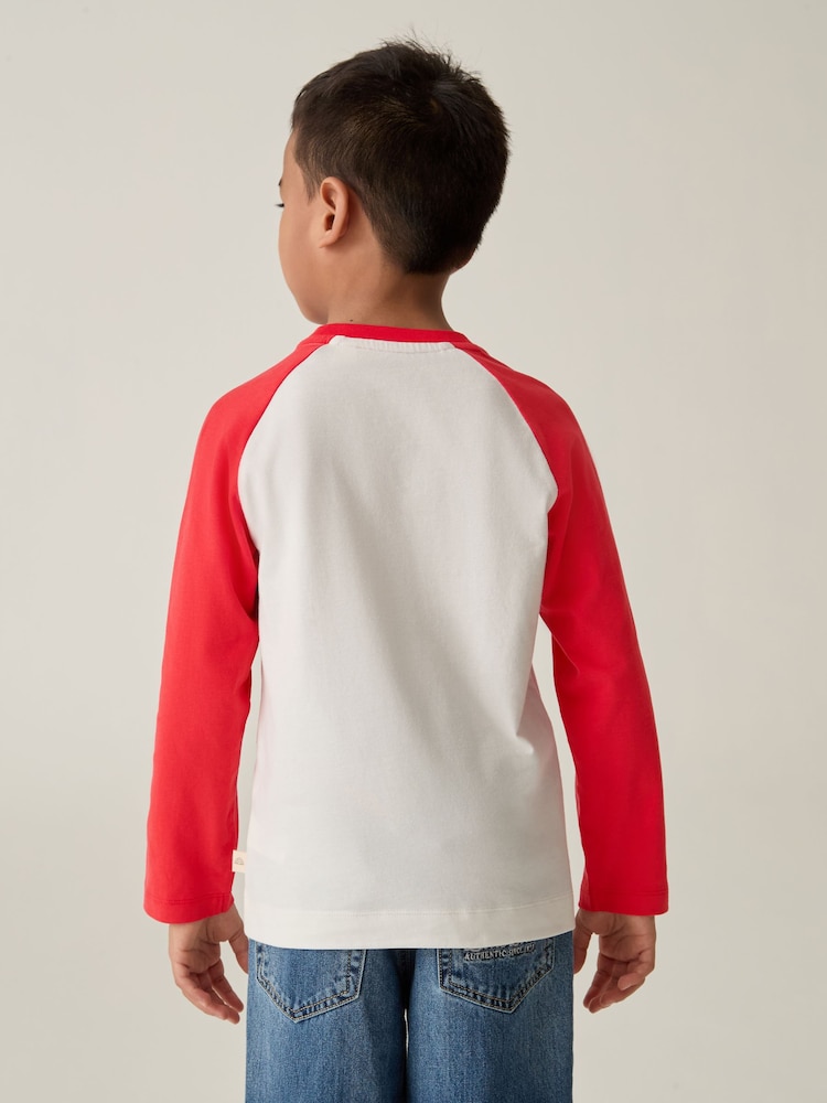 Little Bird by Jools Oliver Red 100% Cotton Long Sleeve Colourful T-Shirt - Image 6 of 6