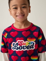 Little Bird by Jools Oliver Red Long Sleeve Colourful 100% Cotton T-Shirt - Image 1 of 6