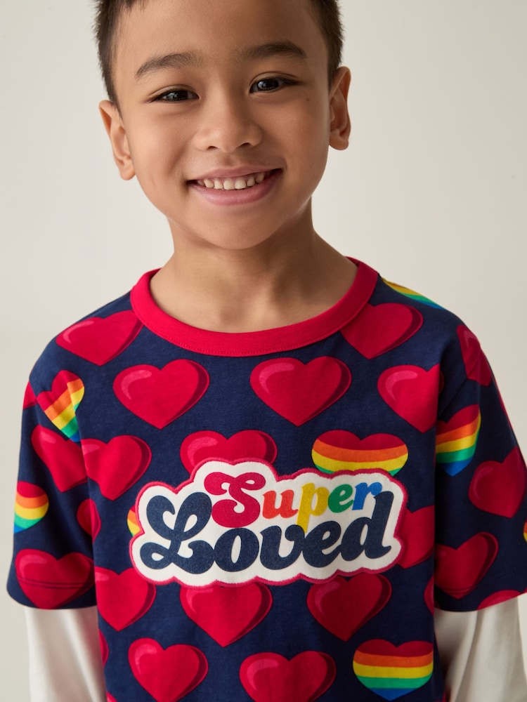 Little Bird by Jools Oliver Red Long Sleeve Colourful 100% Cotton T-Shirt - Image 1 of 6