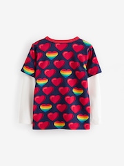 Little Bird by Jools Oliver Red Long Sleeve Colourful 100% Cotton T-Shirt - Image 5 of 6