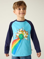 Little Bird by Jools Oliver Blue/White 100% Cotton Long Sleeve Colourful T-Shirt - Image 1 of 7