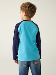 Little Bird by Jools Oliver Blue/White 100% Cotton Long Sleeve Colourful T-Shirt - Image 2 of 7