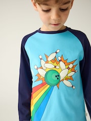 Little Bird by Jools Oliver Blue/White 100% Cotton Long Sleeve Colourful T-Shirt - Image 3 of 7