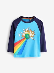 Little Bird by Jools Oliver Blue/White 100% Cotton Long Sleeve Colourful T-Shirt - Image 4 of 7