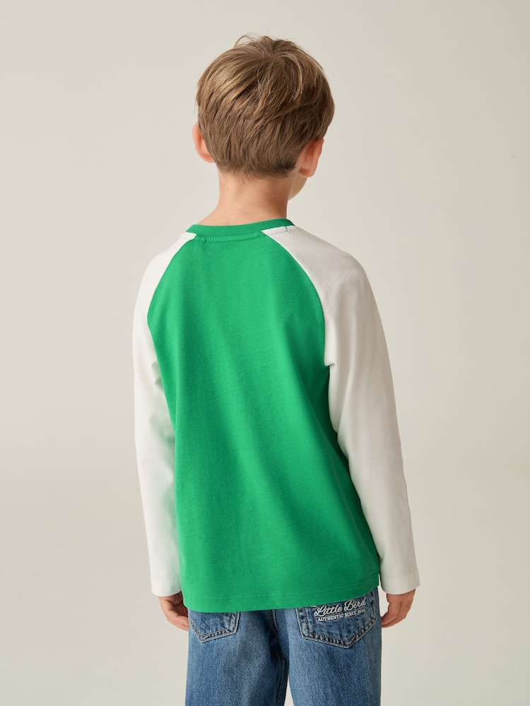 Little Bird by Jools Oliver Green 100% Cotton Long Sleeve Colourful T-Shirt - Image 2 of 7