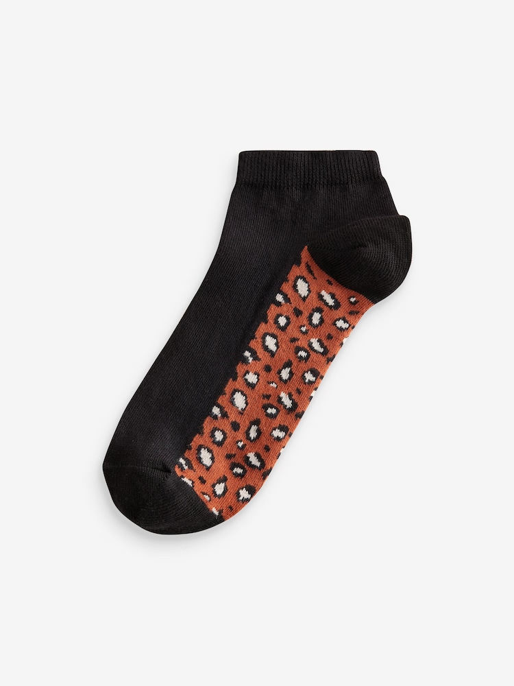 Leopard Footbed Trainers Socks 5 Pack - Image 2 of 6
