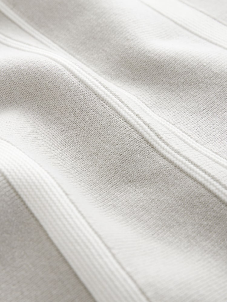 Light Grey Knitted Stripe Crew Neck 100% Cotton Jumper (3-16yrs) - Image 9 of 9