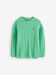Green Cable Knit Crew Neck 100% Cotton Jumper (3-16yrs) - Image 2 of 3