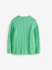 Green Cable Knit Crew Neck 100% Cotton Jumper (3-16yrs) - Image 3 of 3