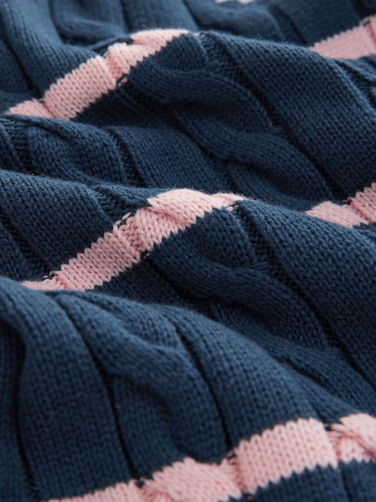 Navy Blue Stripe Mock Shirt Crew Neck Jumper (3-16yrs) - Image 4 of 5