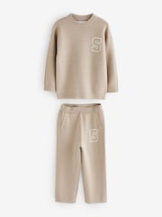 Neutral Knitted Crew Neck Jumper and Joggers Set (3-16yrs) - Image 6 of 9