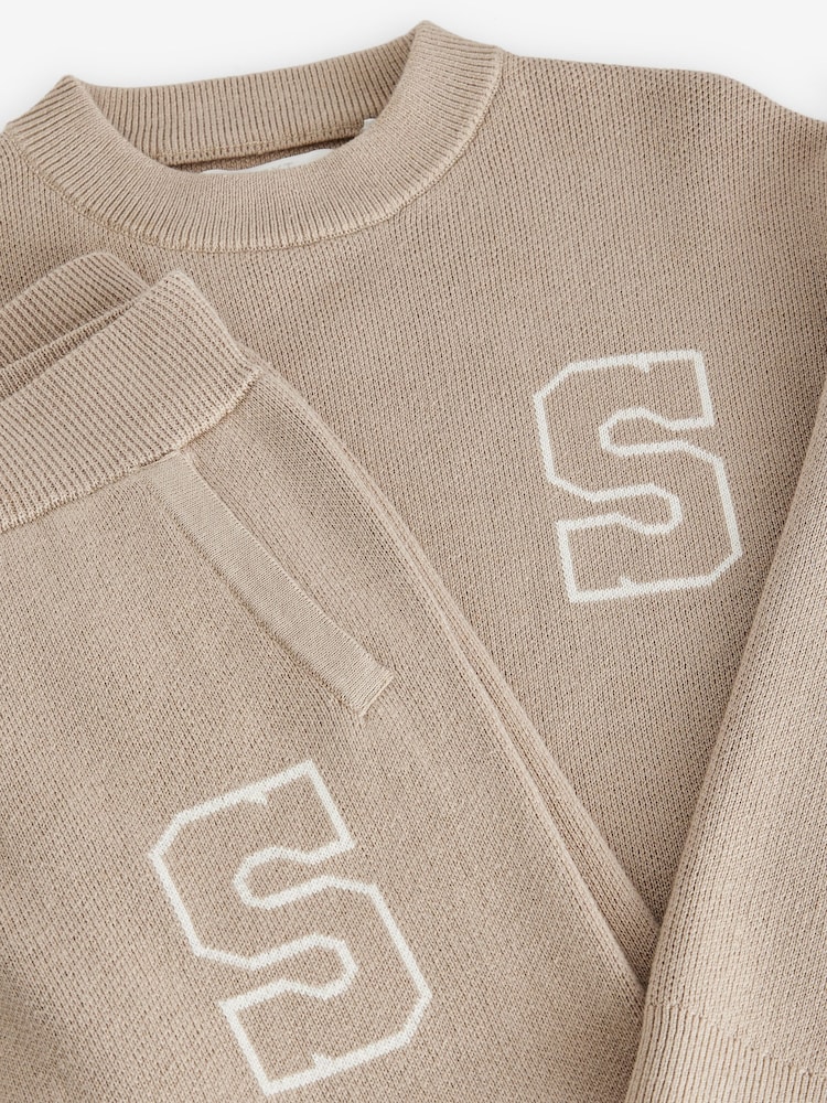 Neutral Knitted Crew Neck Jumper and Joggers Set (3-16yrs) - Image 9 of 9