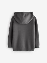 Charcoal Grey Knitted 100% Cotton Hoodie (3-16yrs) - Image 2 of 4