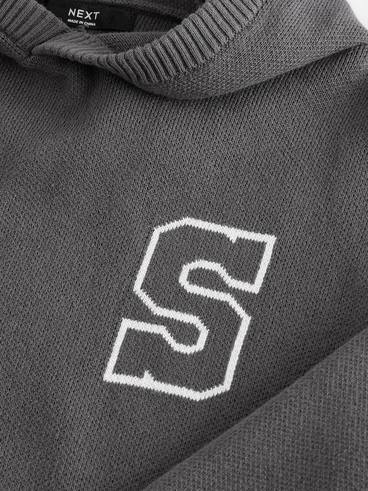 Charcoal Grey Knitted 100% Cotton Hoodie (3-16yrs) - Image 4 of 4 Charcoal Grey Knitted 100% Cotton Hoodie (3-16yrs) - Image 4 of 4