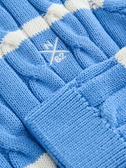 Blue/White Stripe Cable Knit Crew Neck 100% Cotton Jumper (3-16yrs) - Image 5 of 5