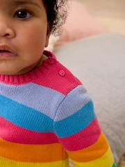Little Bird by Jools Oliver Multi Rainbow Striped 100% Cotton Rompersuit - Image 4 of 8