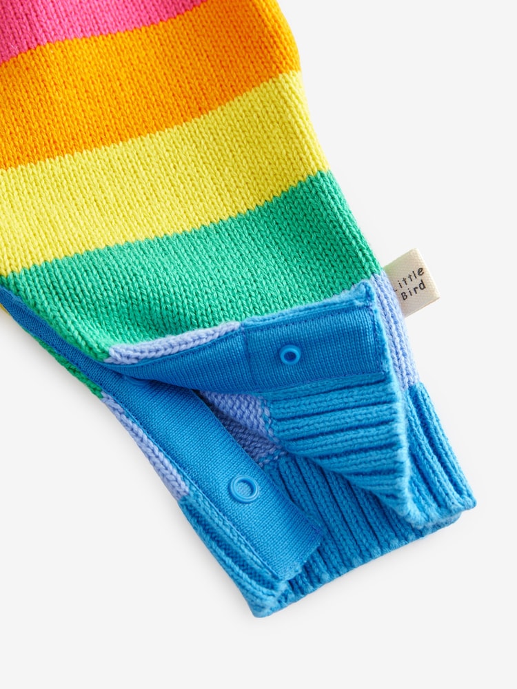 Little Bird by Jools Oliver Multi Rainbow Striped 100% Cotton Rompersuit - Image 8 of 8