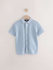 Light Blue 100% Cotton Short Sleeve Knitted Polo Shirt (3-16yrs) - Image 1 of 4