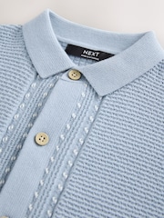 Light Blue 100% Cotton Short Sleeve Knitted Polo Shirt (3-16yrs) - Image 3 of 4