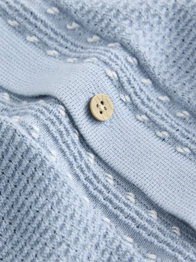 Light Blue 100% Cotton Short Sleeve Knitted Polo Shirt (3-16yrs) - Image 4 of 4