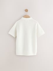 White 100% Cotton Textured Short Sleeve Knitted Polo Shirt (3-16yrs) (3-16yrs) - Image 2 of 4