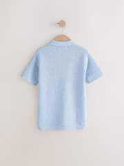Blue 100% Cotton Textured Short Sleeve Knitted Polo Shirt (3-16yrs) (3-16yrs) - Image 2 of 4