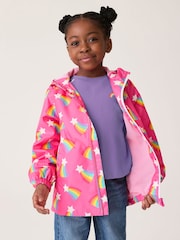 Little Bird by Jools Oliver Pink Rainbow Shower Resistant Trench Jacket - Image 1 of 9