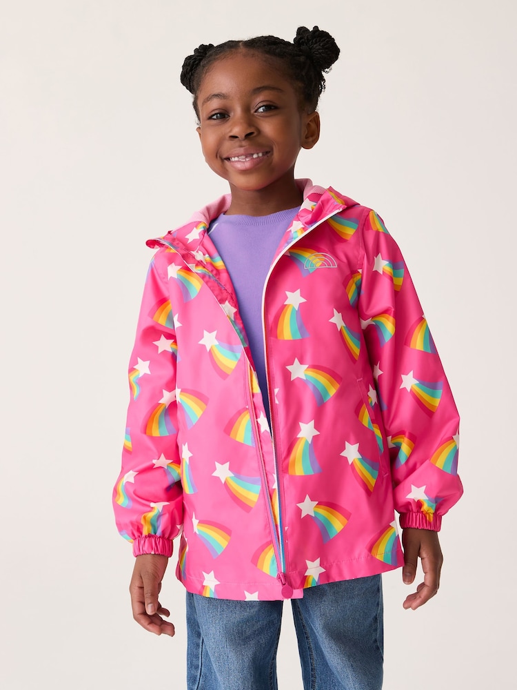 Little Bird by Jools Oliver Pink Rainbow Shower Resistant Trench Jacket - Image 2 of 9