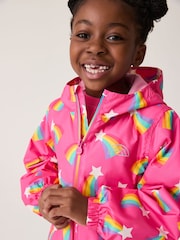 Little Bird by Jools Oliver Pink Rainbow Shower Resistant Trench Jacket - Image 3 of 9