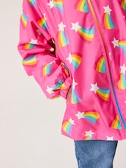 Little Bird by Jools Oliver Pink Rainbow Shower Resistant Trench Jacket - Image 5 of 9