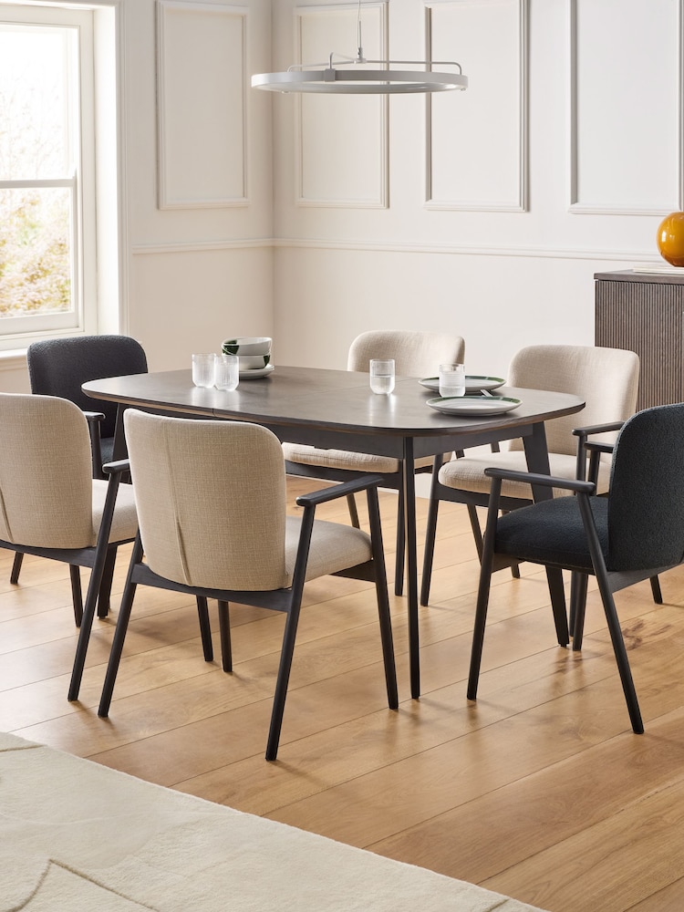 Jasper Conran London Dark Oak Aden 6 to 8 Seater Extending Dining Table - Image 1 of 9 Jasper Conran London Dark Oak Aden 6 to 8 Seater Extending Dining Table - Image 1 of 9